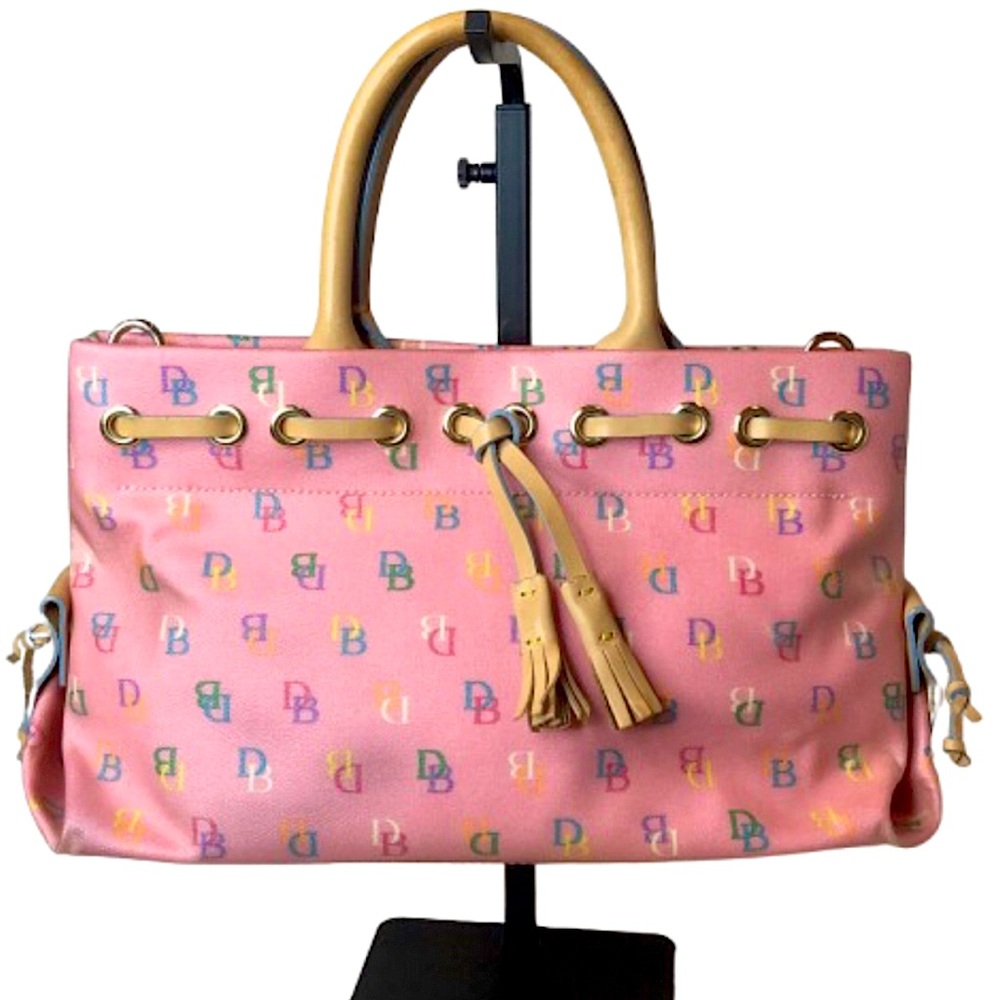 DOONEY BOURKE Pink Multicolor Rainbow DB Monogram Tote Shoulder Bag
